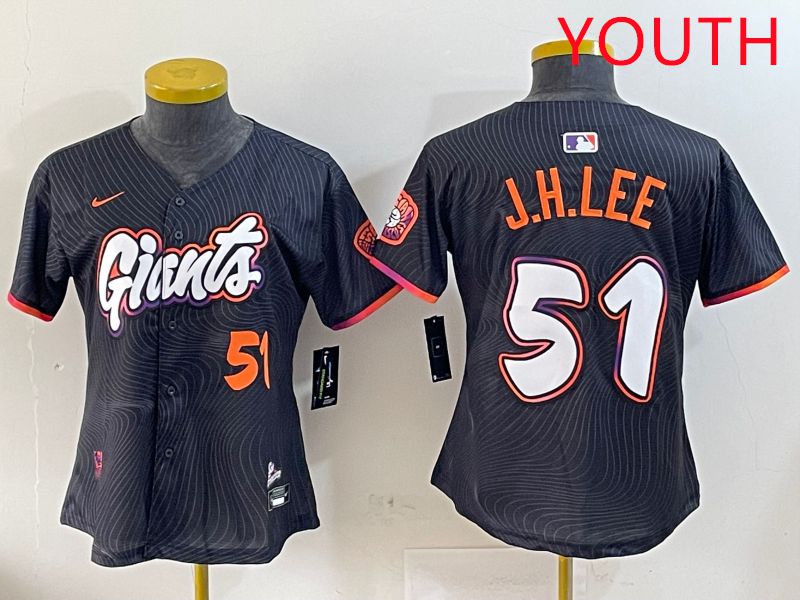 Youth San Francisco Giants #51 J.H.Lee Black Joint Name Nike 2025 MLB Jersey style 5